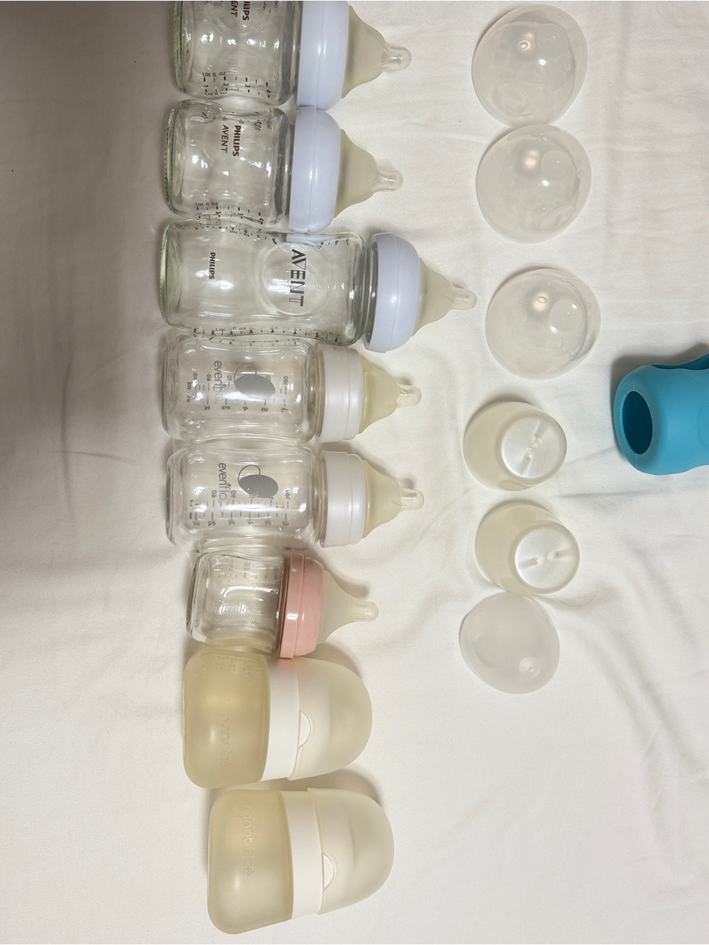 Glass baby bottles bundle. Philips Avent & evenflo wide